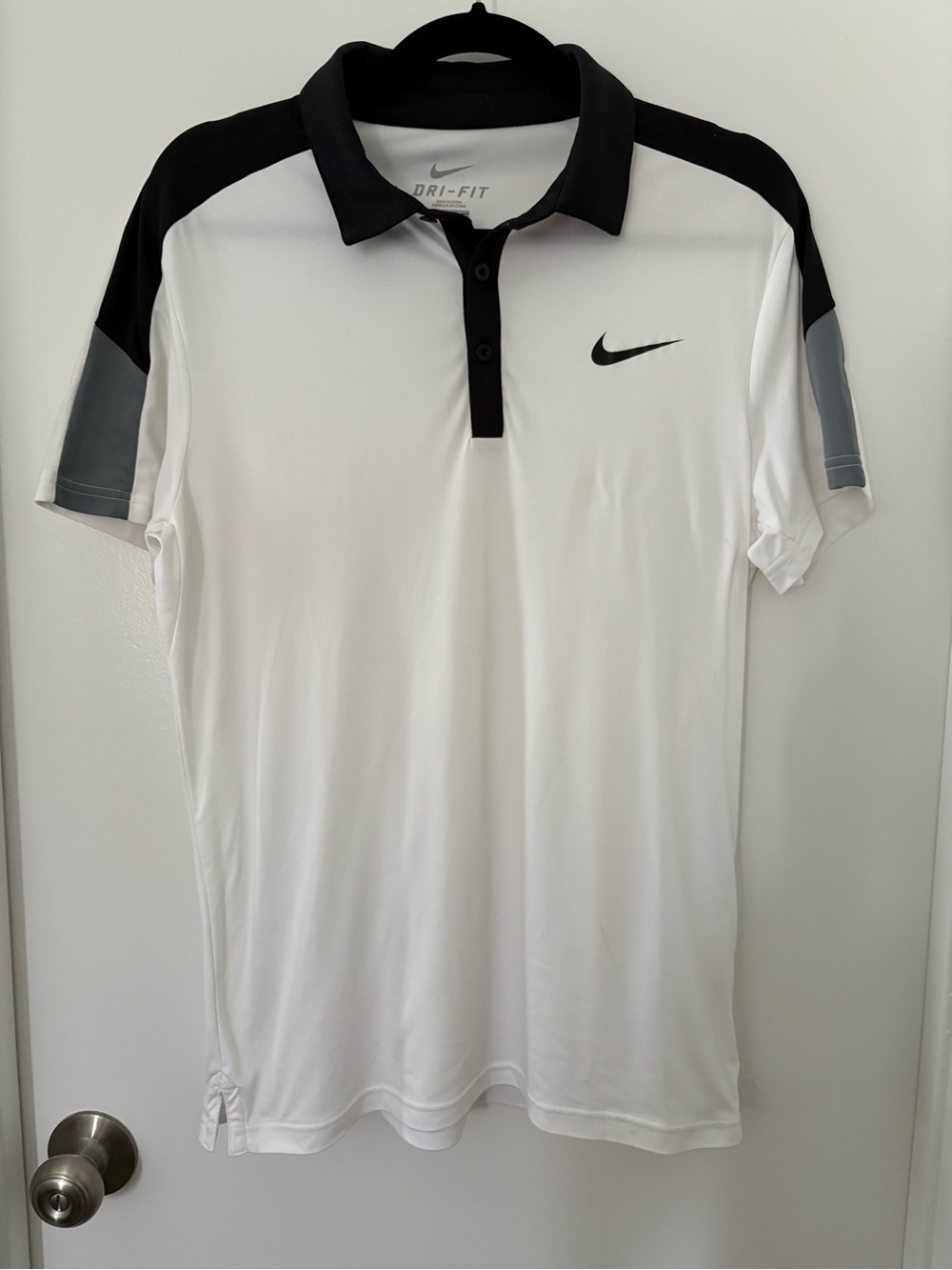 Nike White Black Gray Dri-FIT Polo